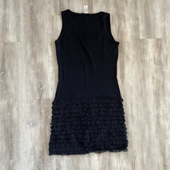 DVF DIANE Von FURSTENBERG wool silk little black ruffle dress - Picture 12 of 14